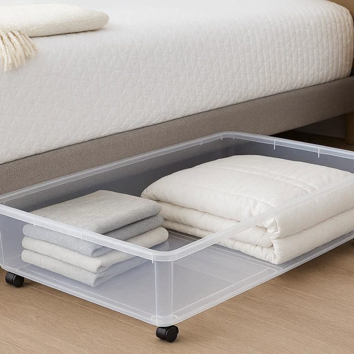 Underbed Storage Containers with Wheels Rolling Under Bed Organizer Bin for Bedroom Blanket Clothing
