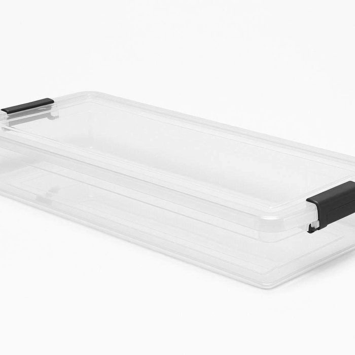 Clear Plastic Underbed Storage Box Stackable Shoe Container Bin with Durable Locking Latches