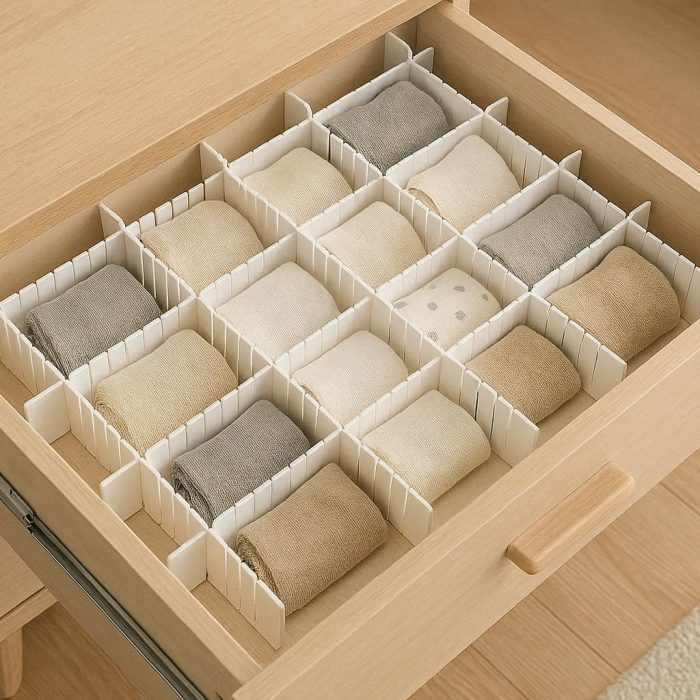 Plastic Adjustable Drawer Dividers Expandable Separation Grid Organizers for Bedroom Dresser Socks