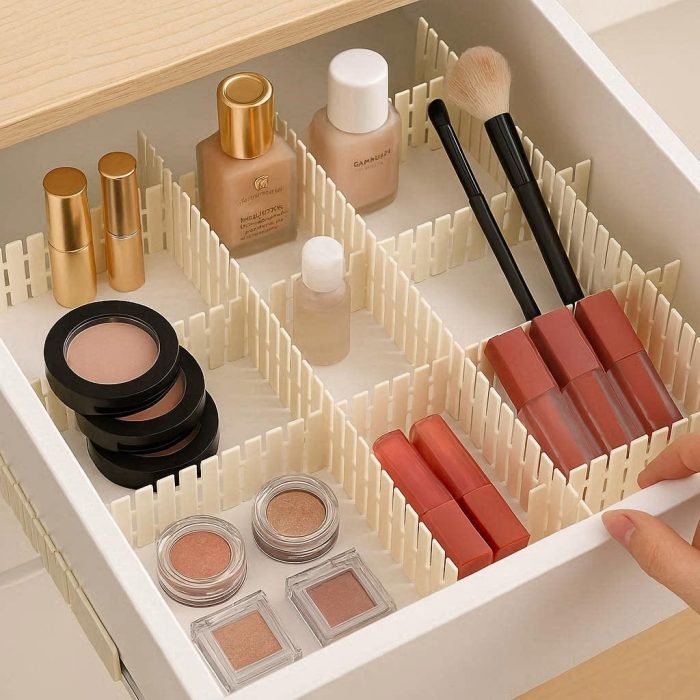DIY Plastic Grid Drawer Dividers Interlocking Separator Storage Lattice for Makeup Cosmetic Desk