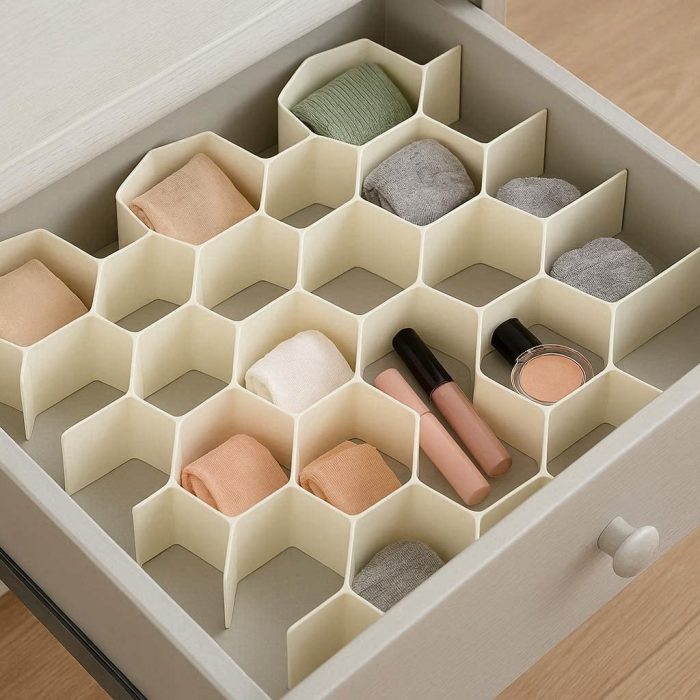 Honeycomb Drawer Organizer Plastic Storage Grid Divider for Underwear Socks Makeup Sorting