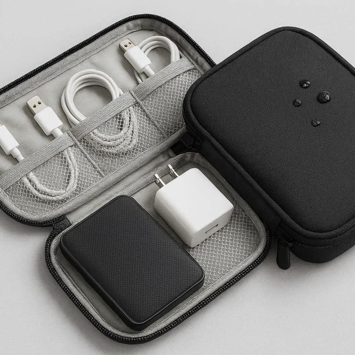 Travel Electronics Organizer Case Waterproof Cable Storage Bag for Hard Drive Charger Cord