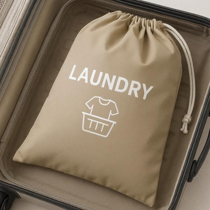 Drawstring Laundry Bag for Travel Foldable Dirty Clothes Organizer Pouch for Luggage Suitcases