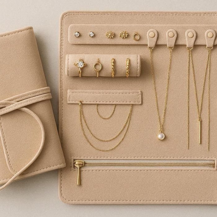 Jewelry Organizer Roll Folding Travel Storage Case Pouch for Necklaces Earrings Rings